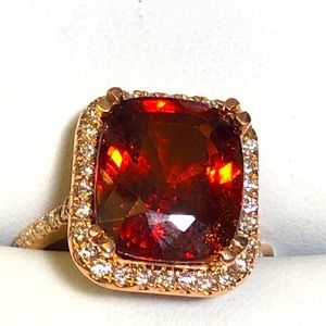 14 kt rose gold Spessarite ( rare garnet ) diamond